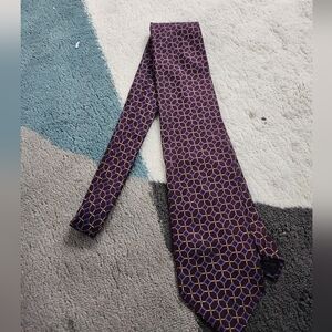 Roberto Fino 100% Silk Brown/Gold/Blue Extra Long 61"inches Tie Made in Italy